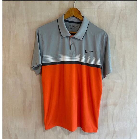 Nike Drifit Golf Shirt Orange And Grey Men’s Size M - Picture 1 of 6